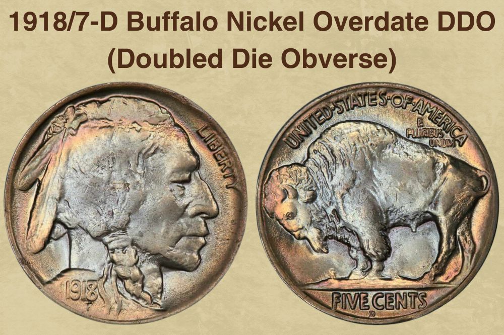 1918/7-D Buffalo Nickel Overdate DDO (Doubled Die Obverse)