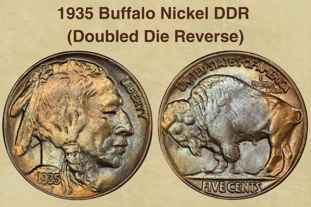 1935 Buffalo Nickel DDR (Doubled Die Reverse)