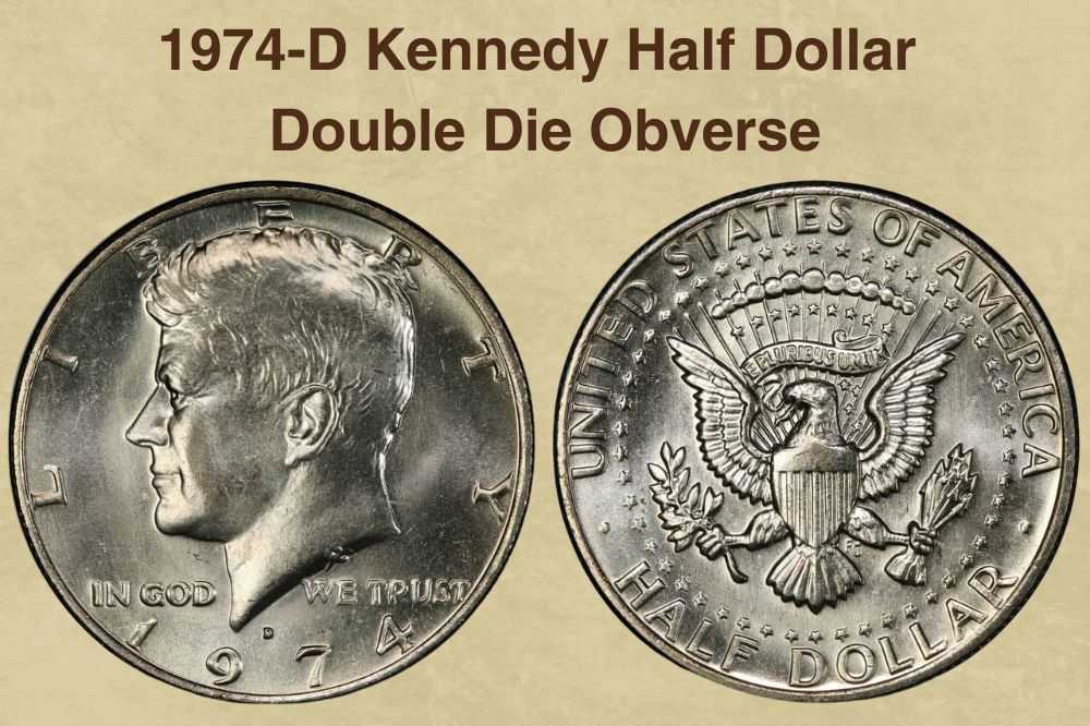 1974-D Kennedy Half Dollar Double Die Obverse