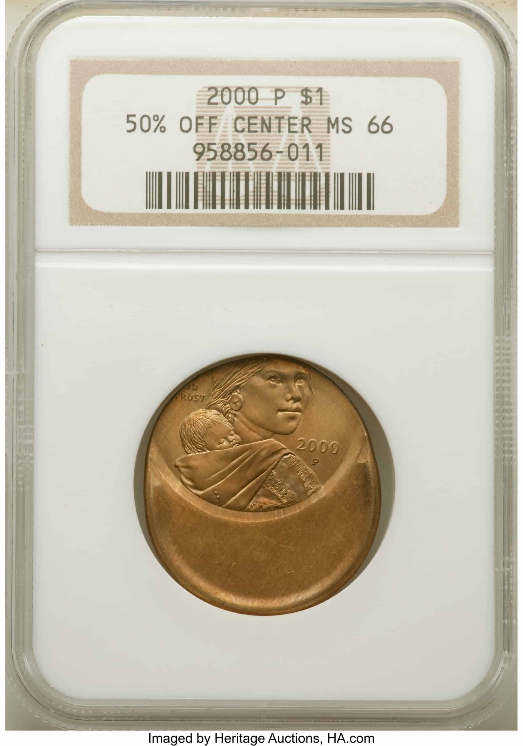 2000 P Sacagawea Dollar, Struck 50% Off-center, MS66 $3,120