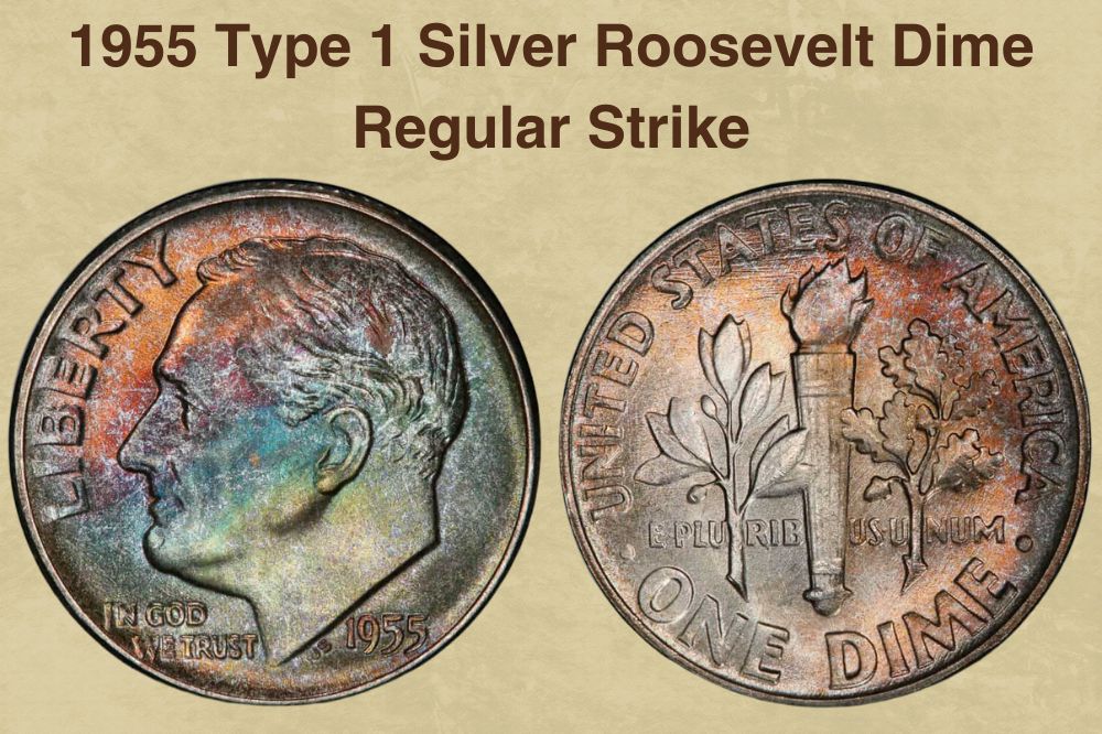 1955 Type 1 Silver Roosevelt Dime Regular Strike