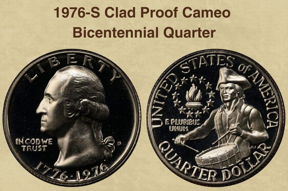1976-S Clad Proof Cameo Bicentennial Quarter