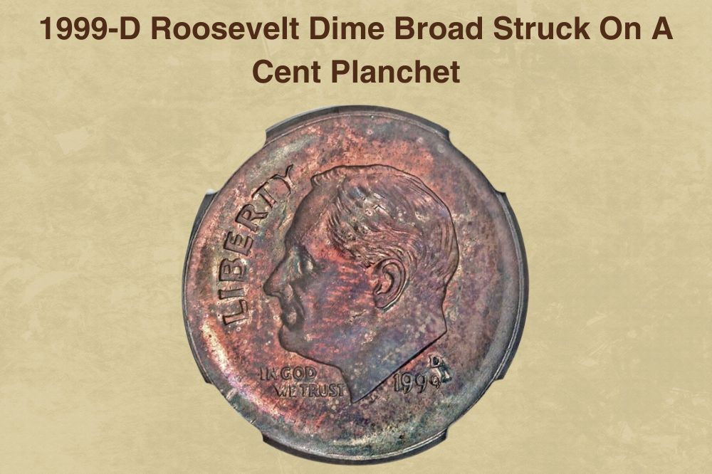 1999-D Roosevelt Dime Broad Struck On A Cent Planchet