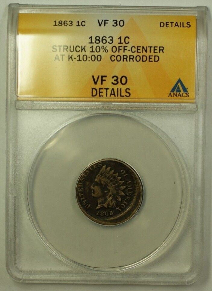 1863 Indian Head Penny Off-center