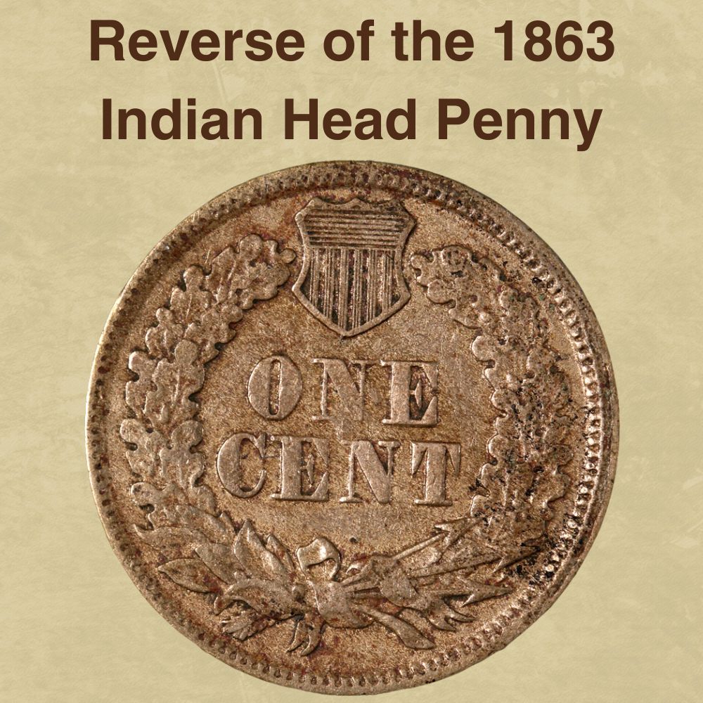 The reverse of the 1863 Indian Head Penny