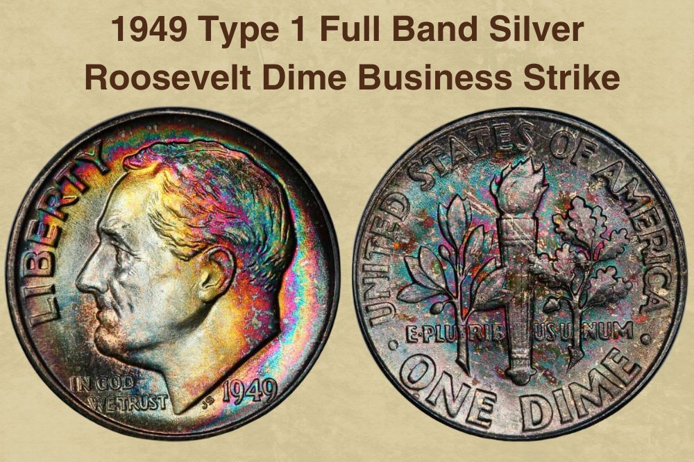 1949 Type 1 Full Band Silver Roosevelt Dime Business Strike